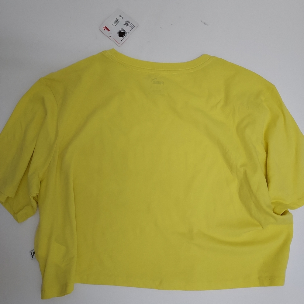 New Neon Yellow PUMA Crop T - Shirt Size XL - Picture 3 of 3